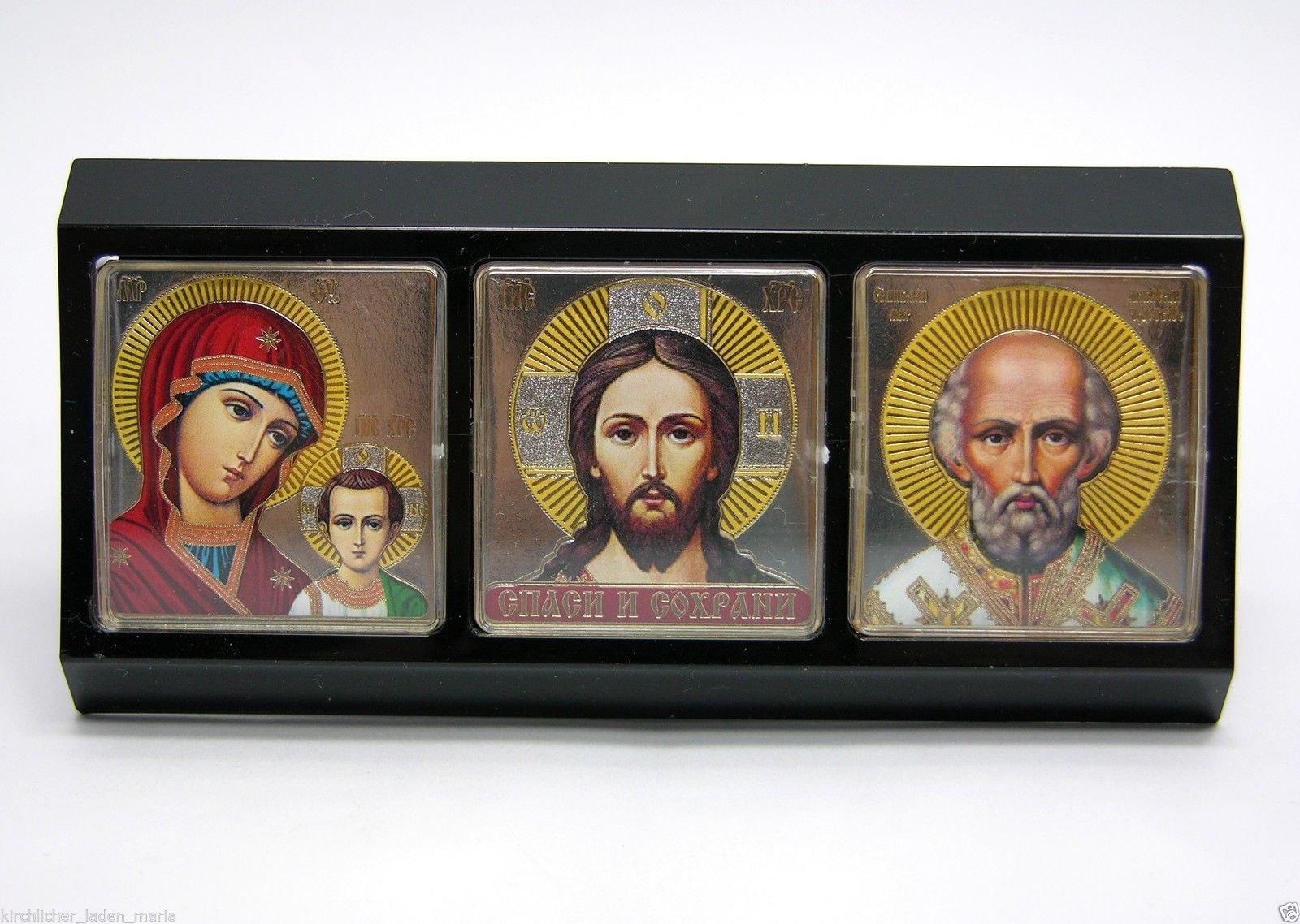 Автомобильная икона Иисус Богородица Николай 11x5,3x1cm, 70155